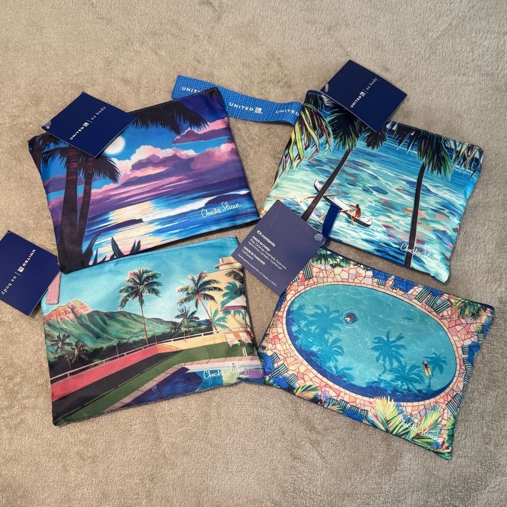 United Airlines Polaris Business Class Hawaii Travel Amenities Kit - Set of 4